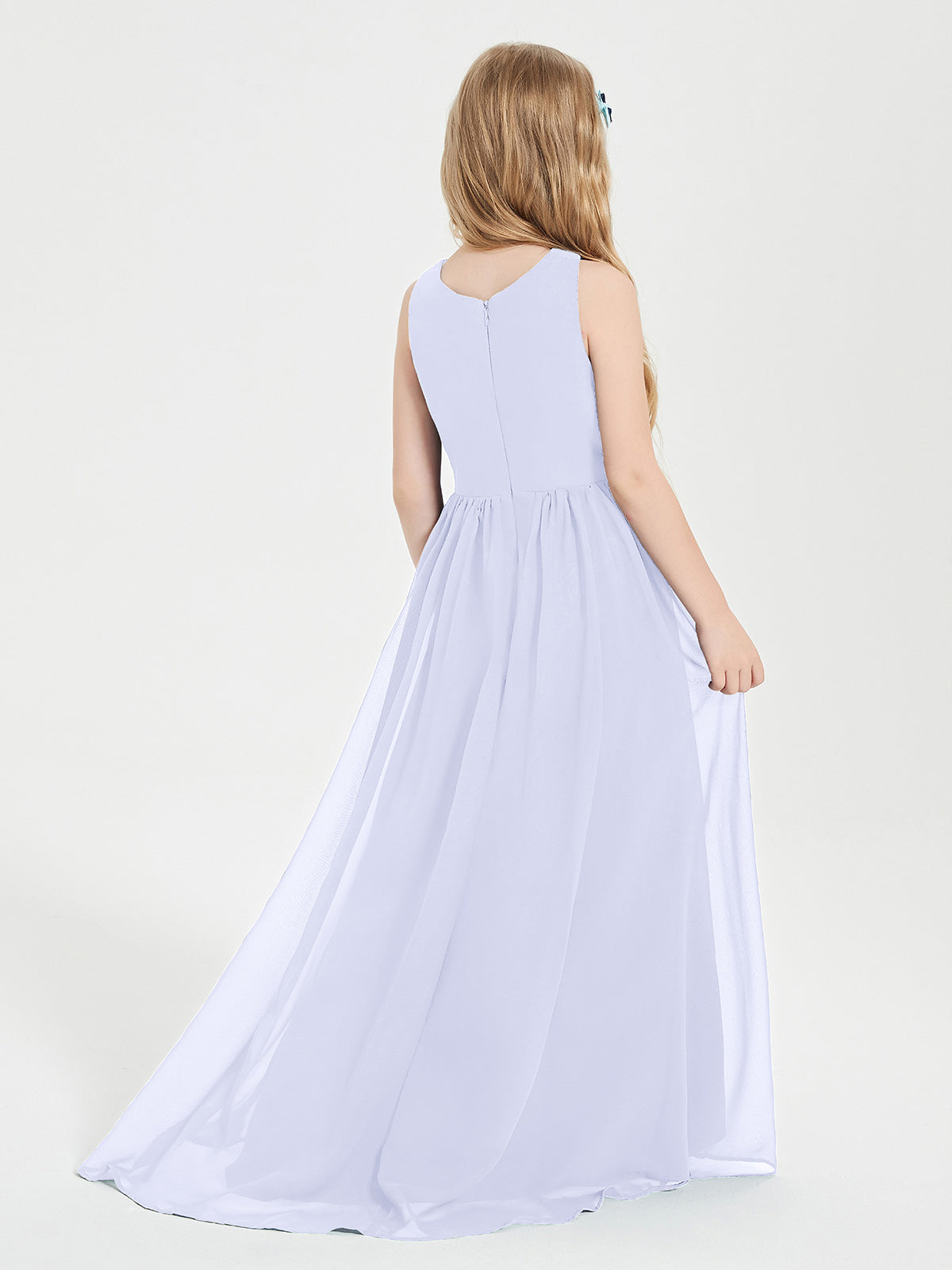 Asymmetrical Junior Bridesmaid Dresses with Scoop Neckline Lavender